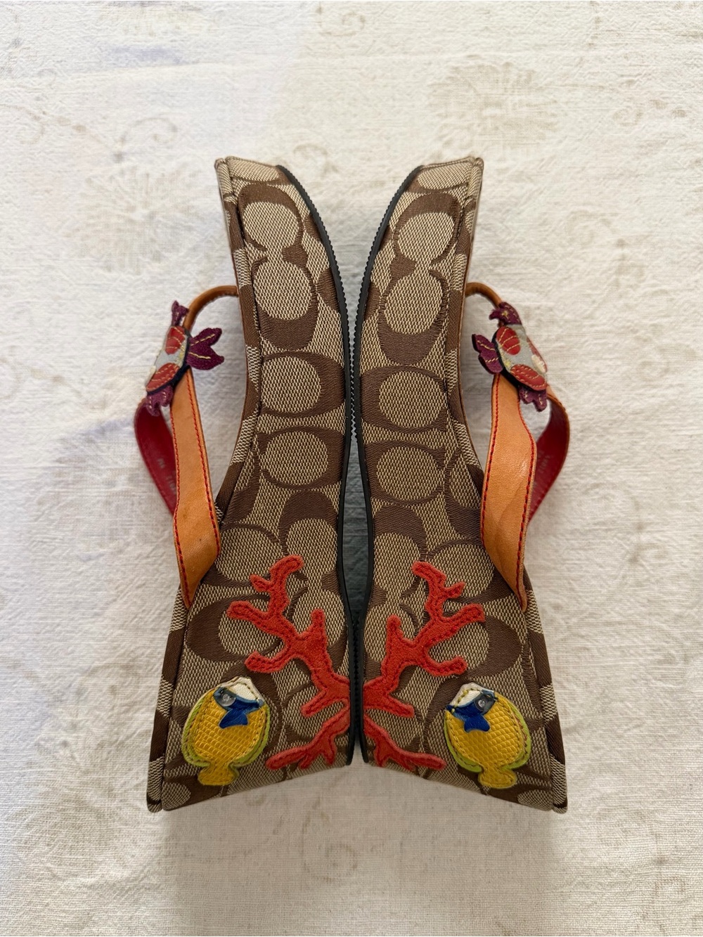 COACH Fish Themed Wedge Sandals - Picture 3 of 9